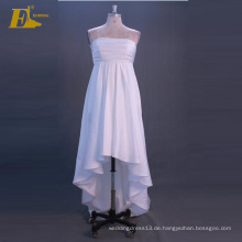 ED Braut einfaches elegantes trägerloses kurzes vorderes langes rückseitiges weiches Satin Alibaba Hochzeits-Kleid-Brautkleid